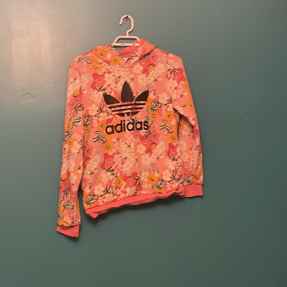 Girls large Adidas floral hoodie. Fits women’s small-medium as well. Great Cond - Picture 1 of 5
